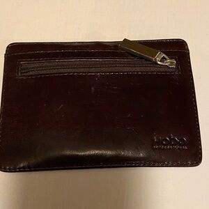 HOBO Dark Brown Leather Card Wallet